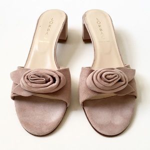 Lorbac Open Toe Suede Slide Sandal with Rosette